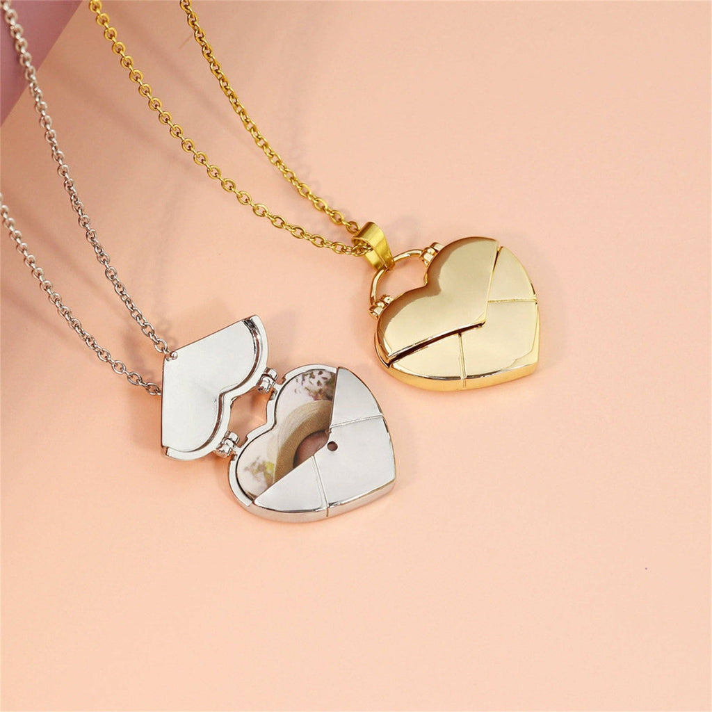 Custom Heart Photo Locket Necklace in Stainless Steel
