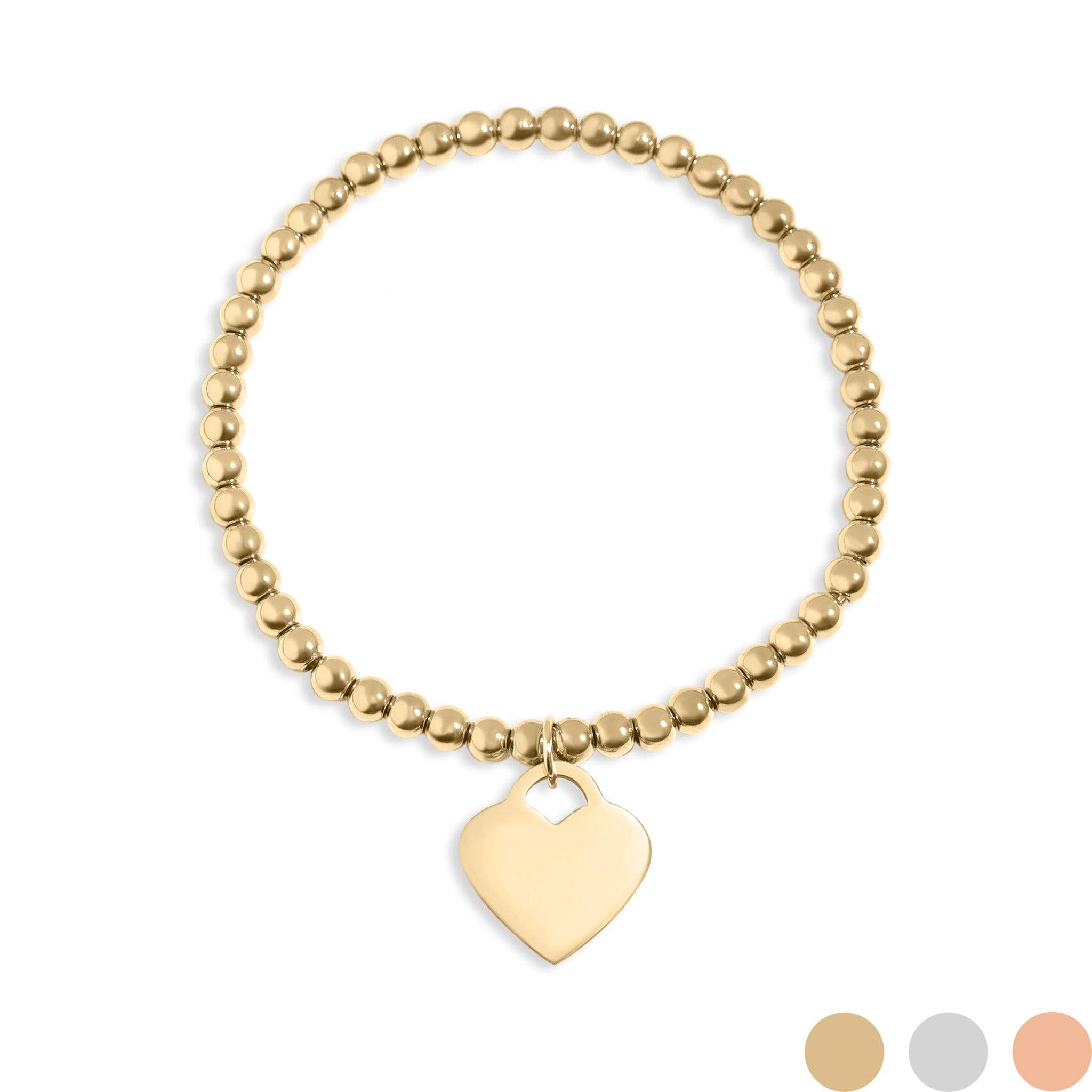 Beaded Stretch Bracelet With Heart