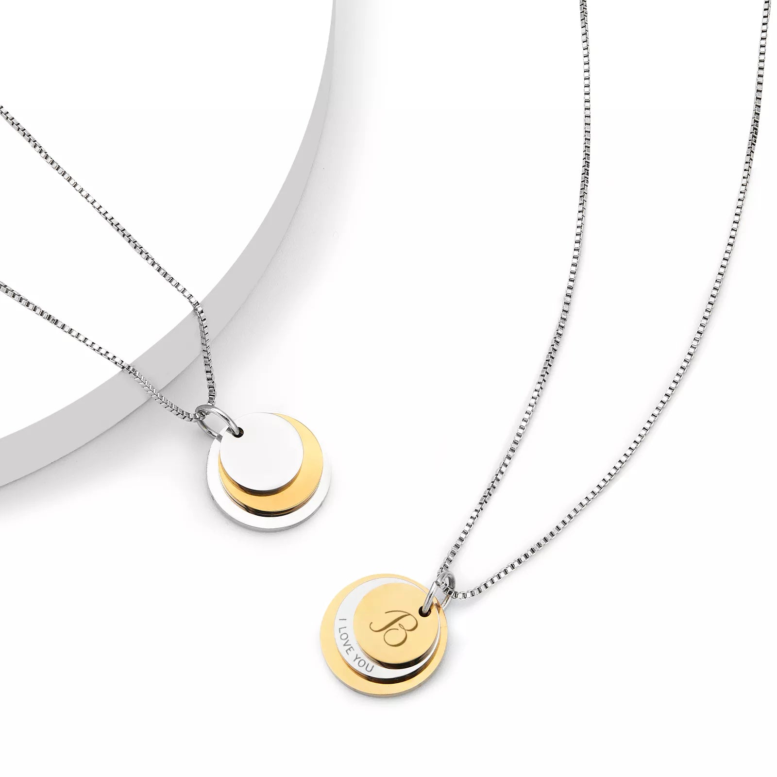Stainless Steel Triple Pendant Necklace