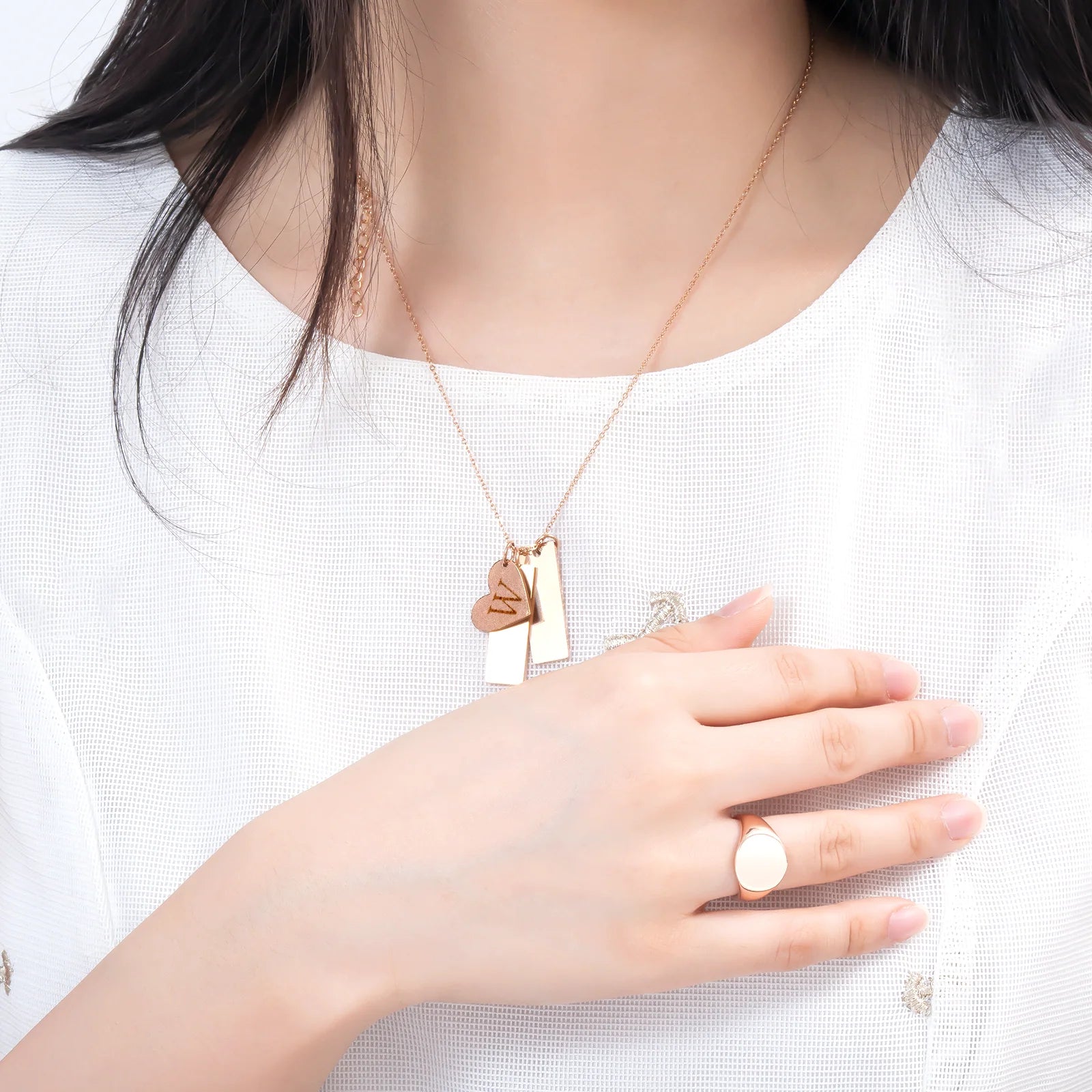 Stainless Steel Heart & Bar Necklace