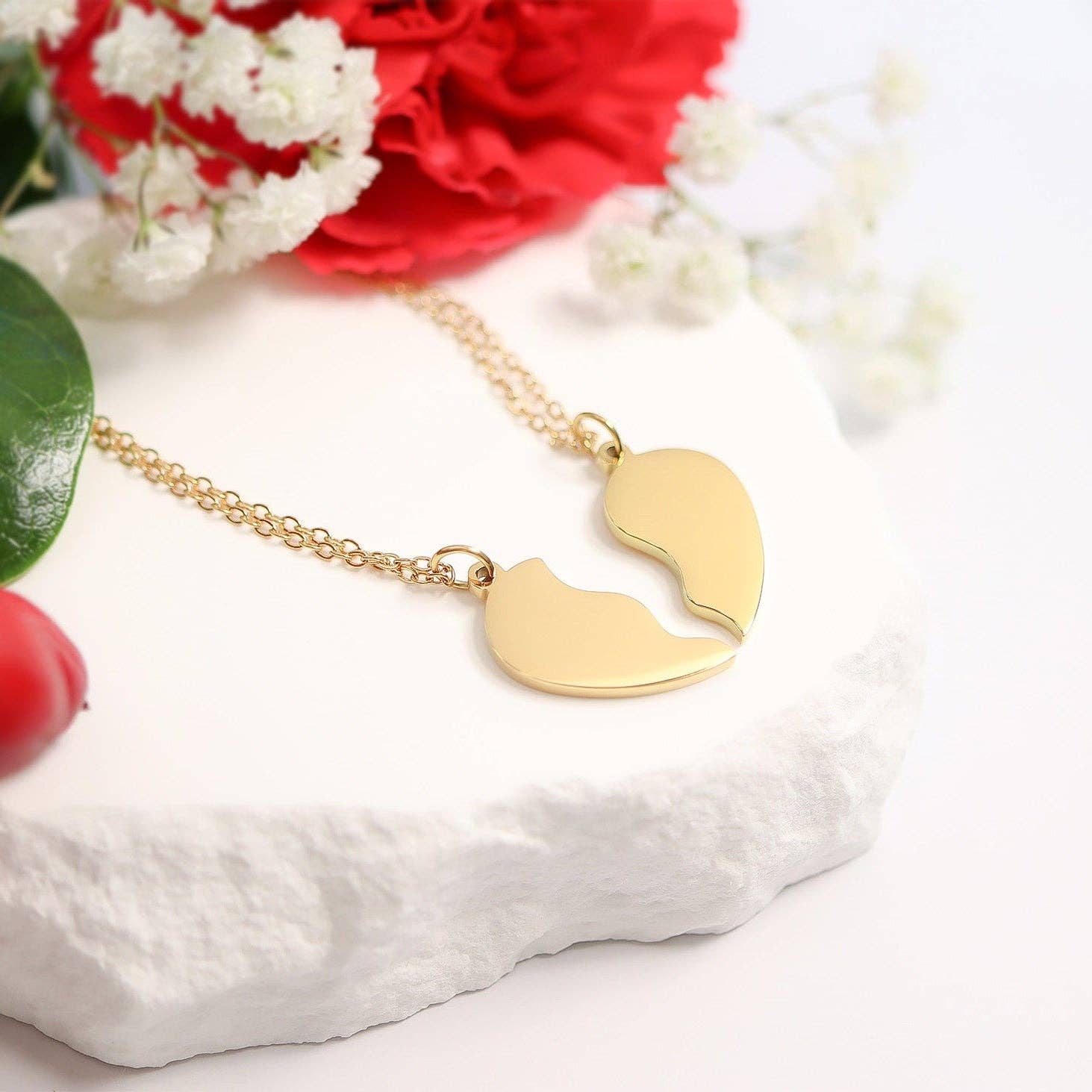 Break Apart Heart Necklace Set