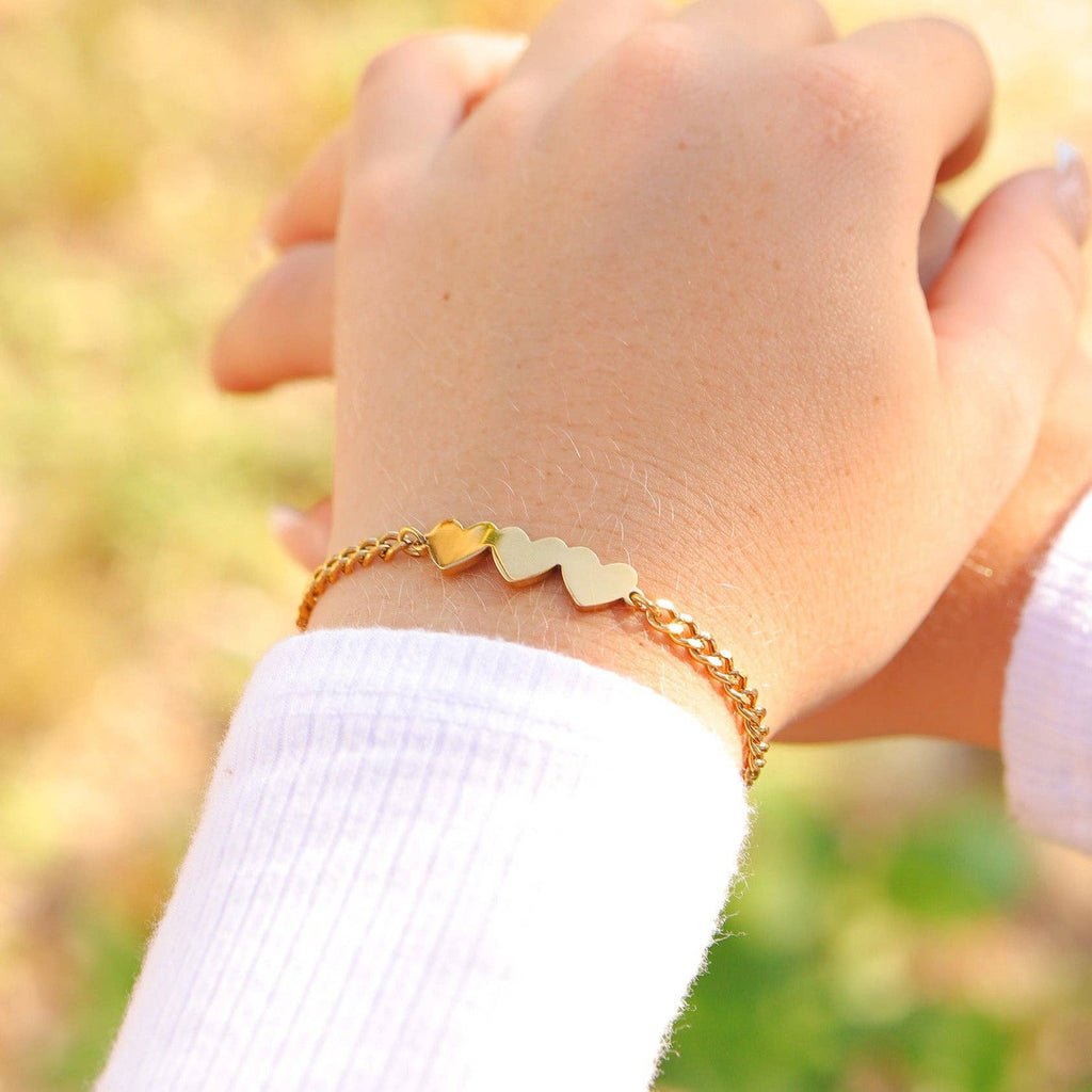 2 or 3 Heart Link Bracelet | Engravable