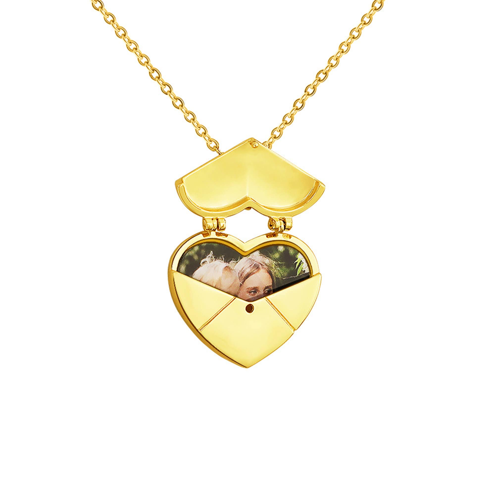 Custom Heart Photo Locket Necklace in Stainless Steel