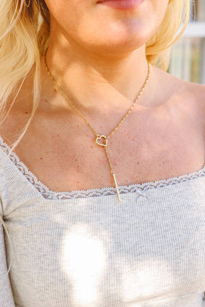 Y-Neck Necklace - Heart Pendant