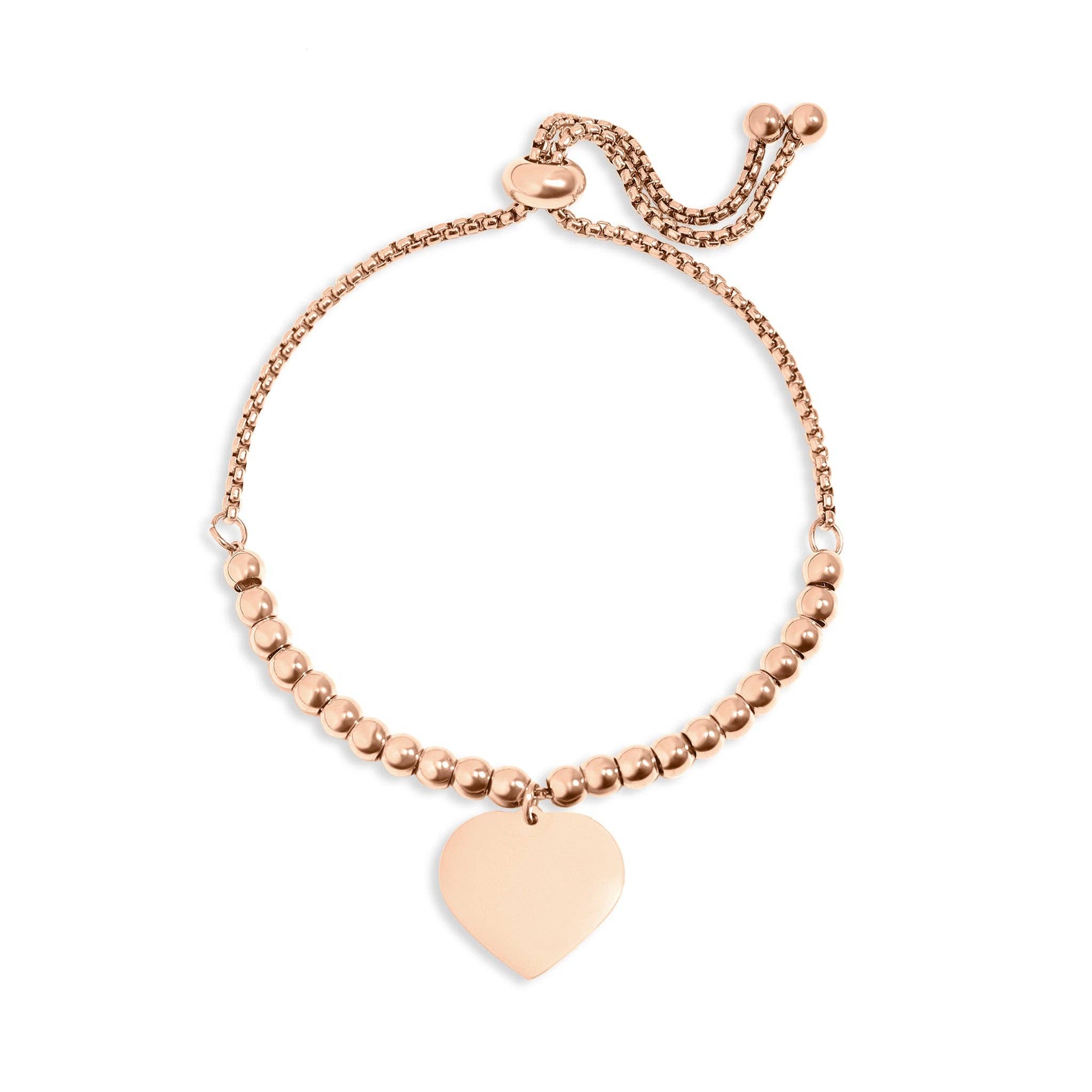 Flat Bar Bracelet with Heart- Adjustable