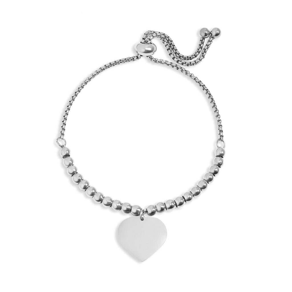 Flat Bar Bracelet with Heart- Adjustable