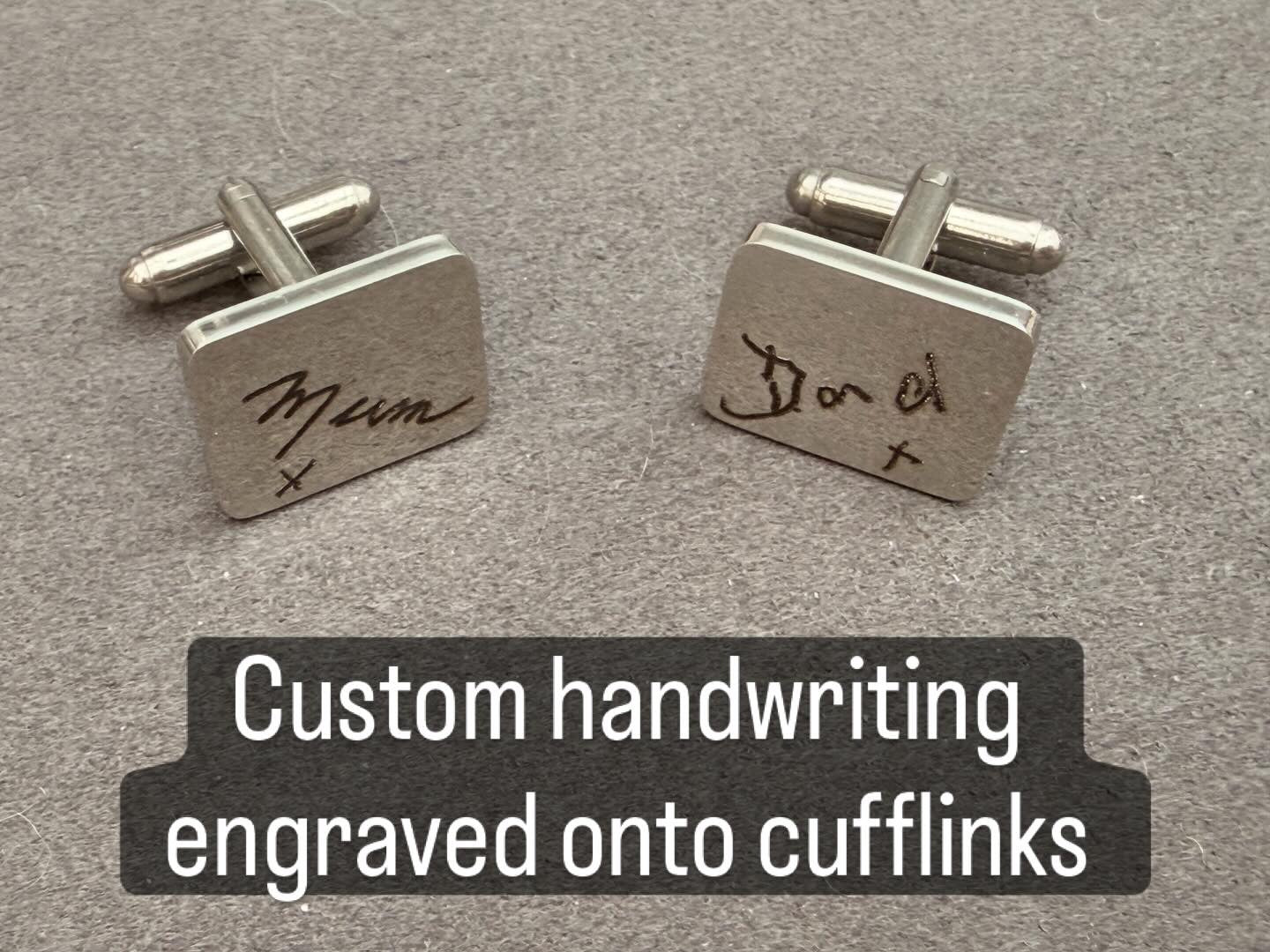 Custom Engraved Silver Rectangular Cufflinks
