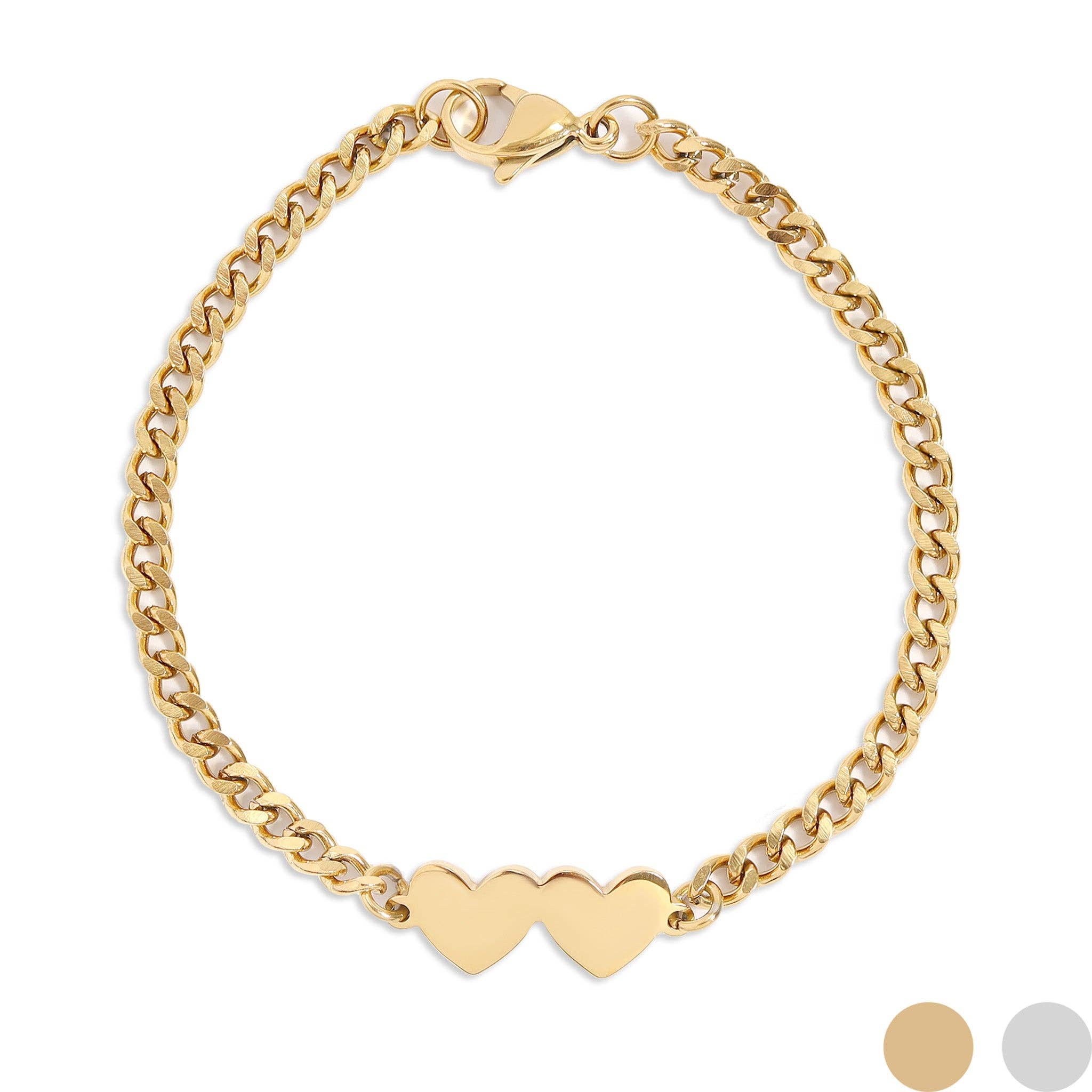 2 or 3 Heart Link Bracelet | Engravable