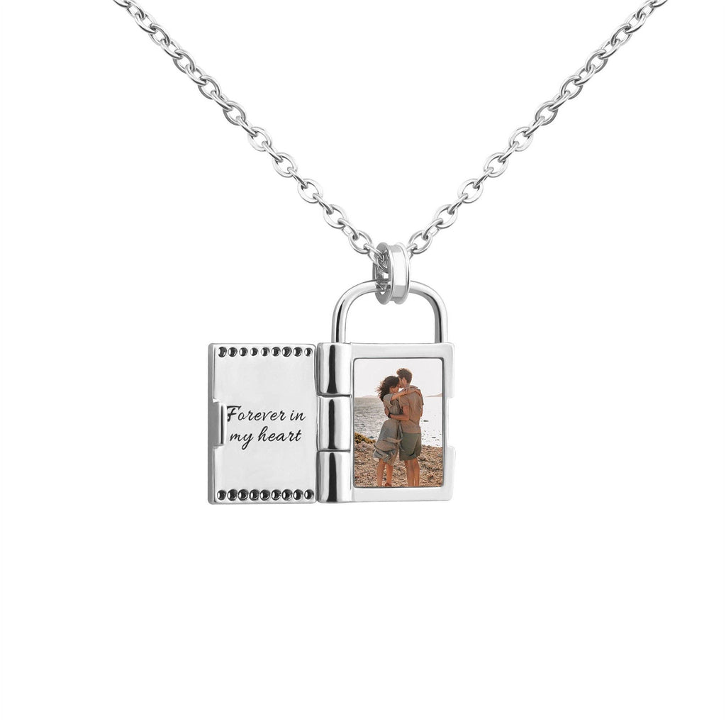 Custom Lock Photo Locket Necklace