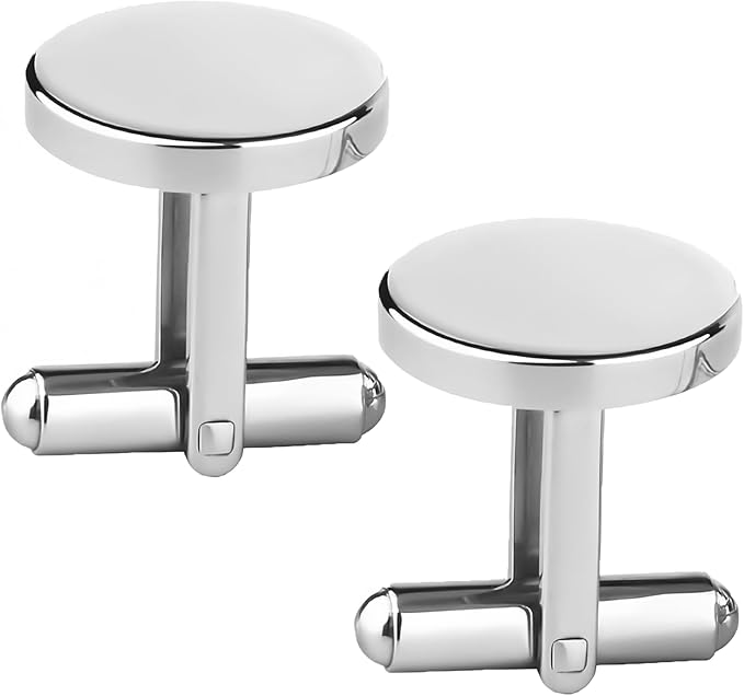 Custom Engraved Silver Round Cufflinks