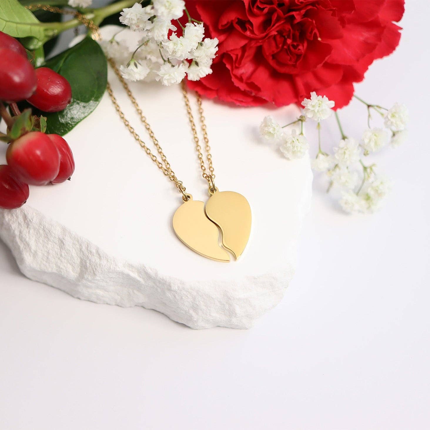 Break Apart Heart Necklace Set