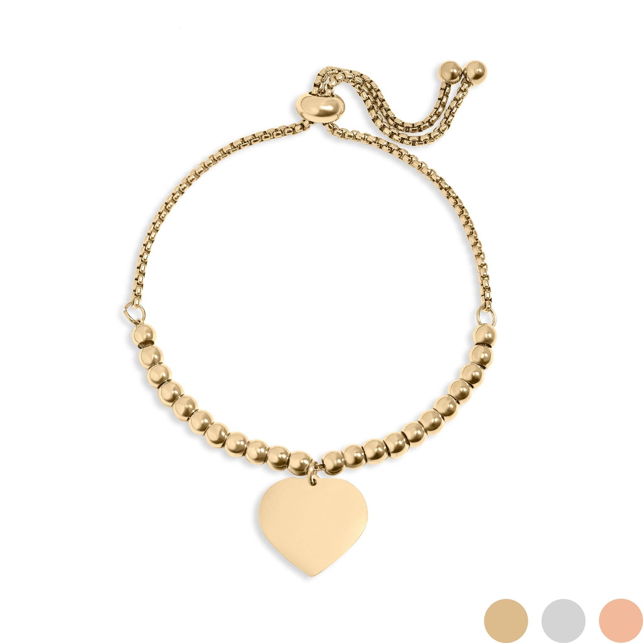 Flat Bar Bracelet with Heart- Adjustable
