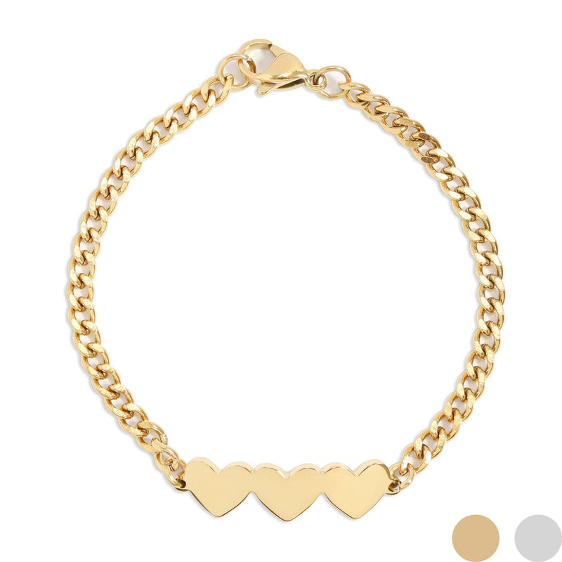2 or 3 Heart Link Bracelet | Engravable
