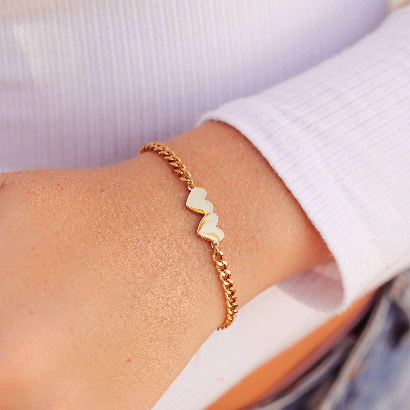 2 or 3 Heart Link Bracelet | Engravable