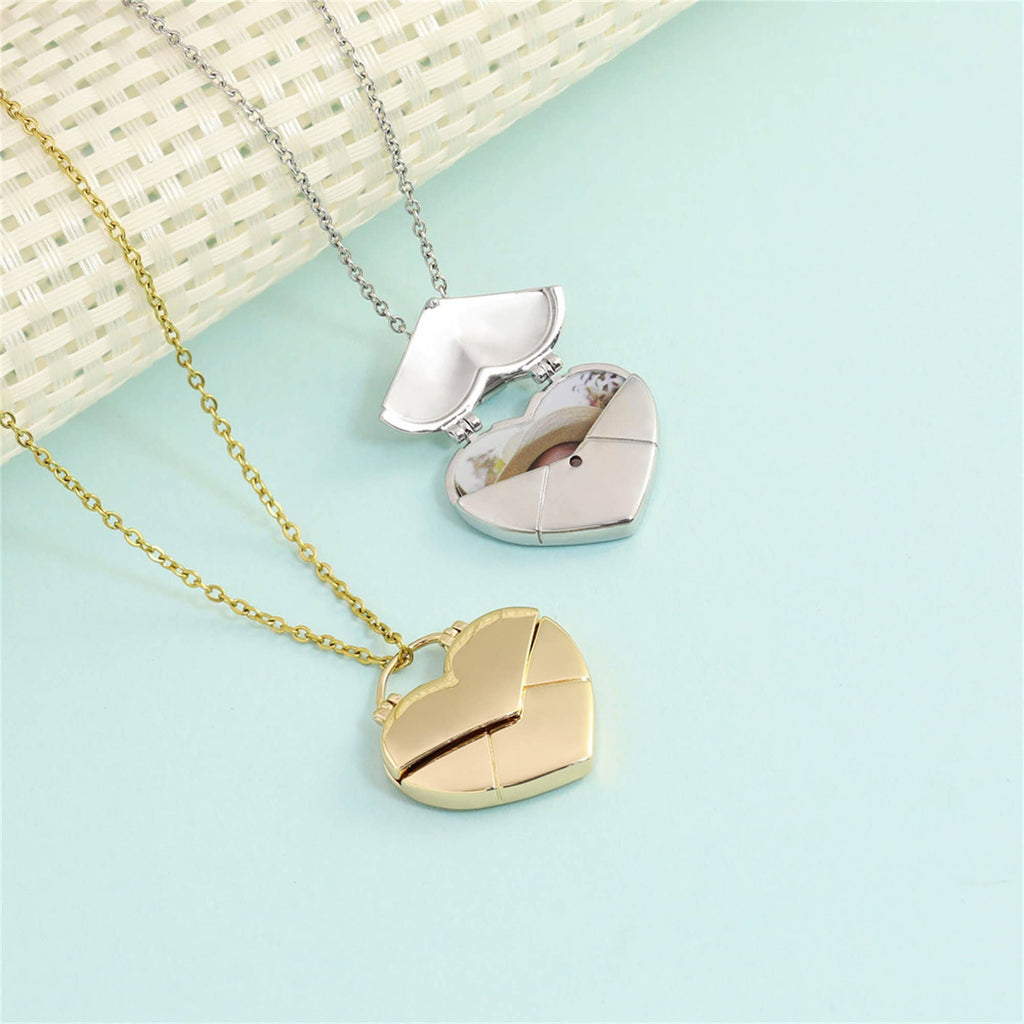 Custom Heart Photo Locket Necklace in Stainless Steel