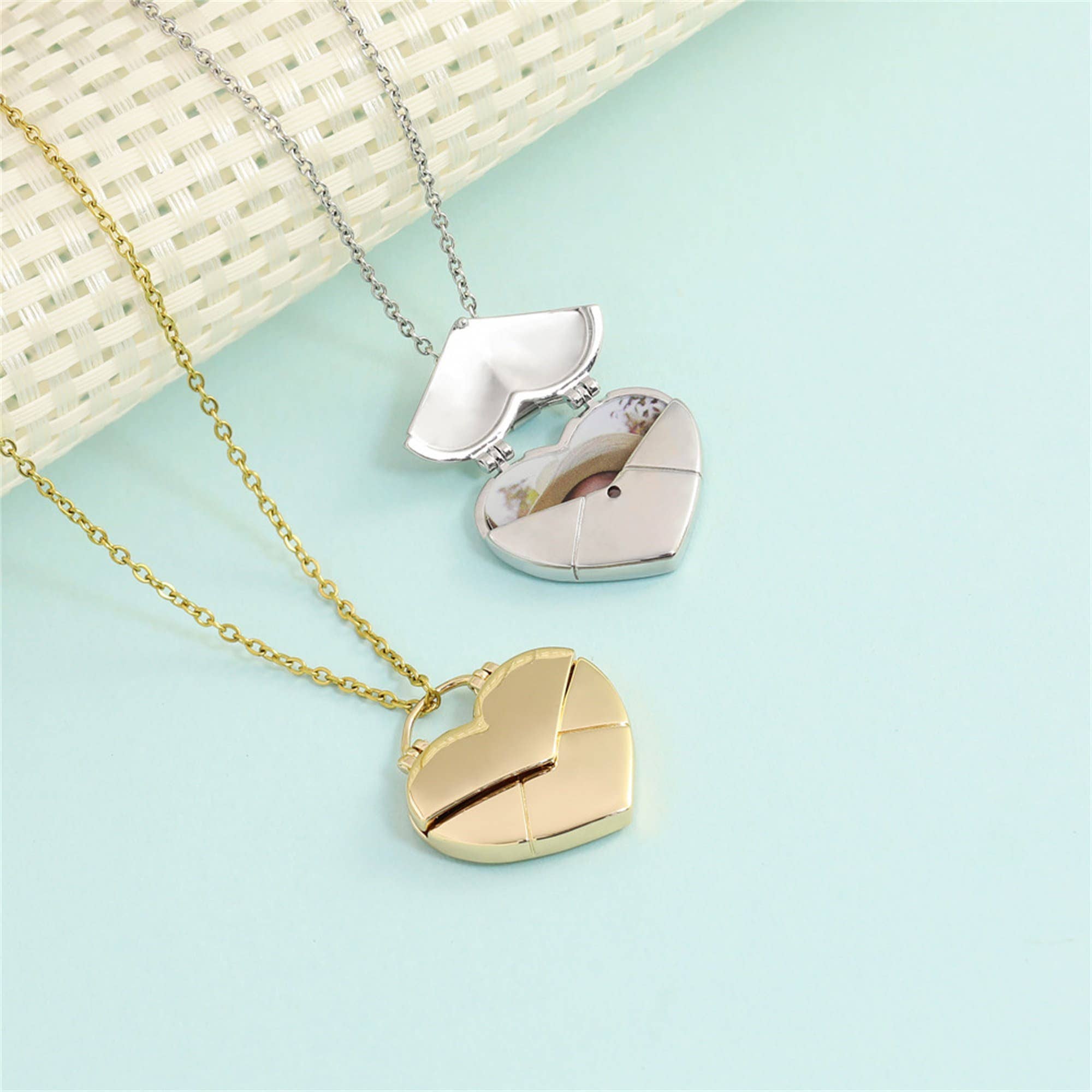 Custom Heart Photo Locket Necklace in Stainless Steel