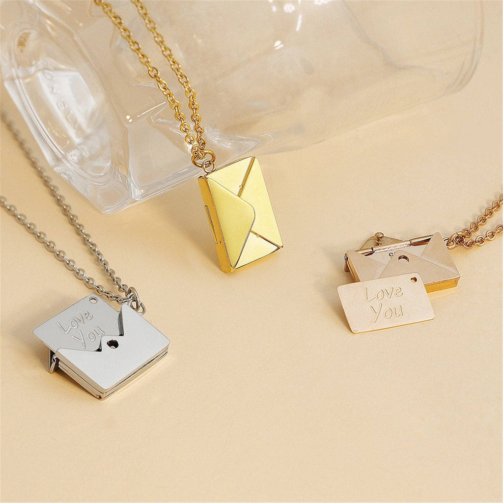 Custom Envelope Photo Locket Necklace in 925 Sterling Silver