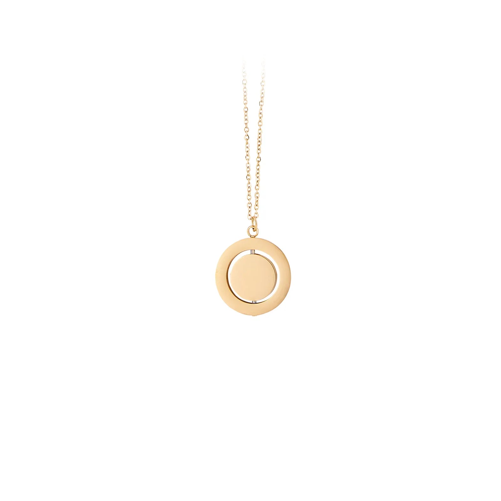 Gold Stainless Steel Spinner Necklace