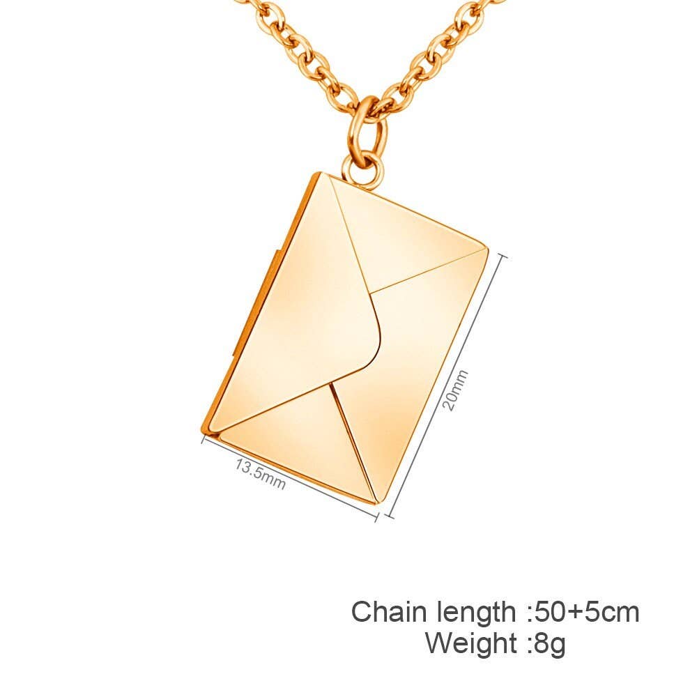 Custom Envelope Photo Locket Necklace in 925 Sterling Silver