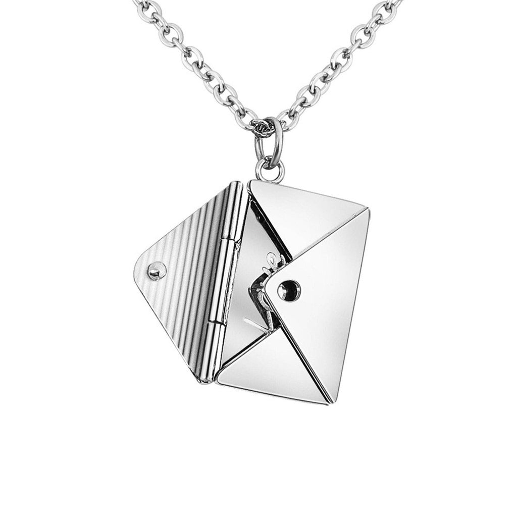 Custom Envelope Photo Locket Necklace in 925 Sterling Silver