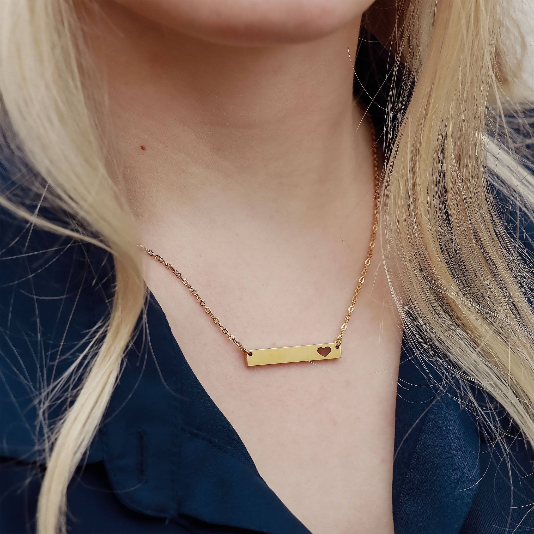 Heart Cutout Bar Necklace