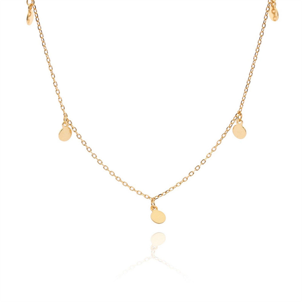 Dainty Round Charm Station Necklace in 925 Sterling Silver
