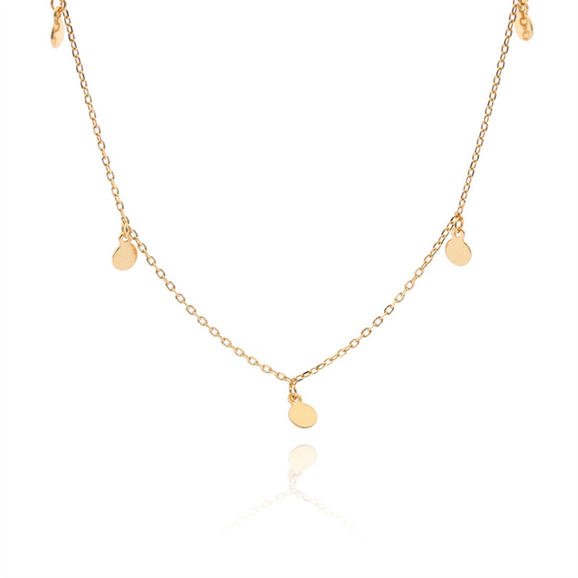 Dainty Round Charm Station Necklace in 925 Sterling Silver