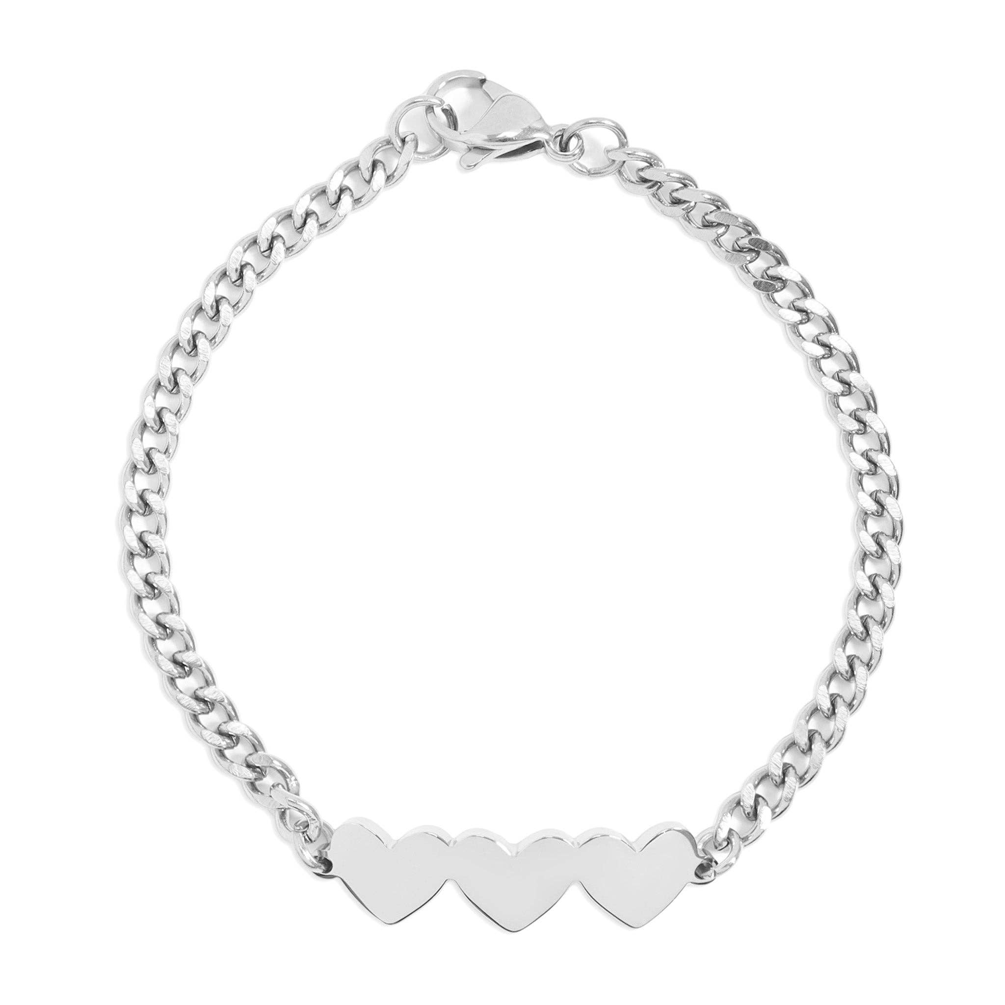 2 or 3 Heart Link Bracelet | Engravable