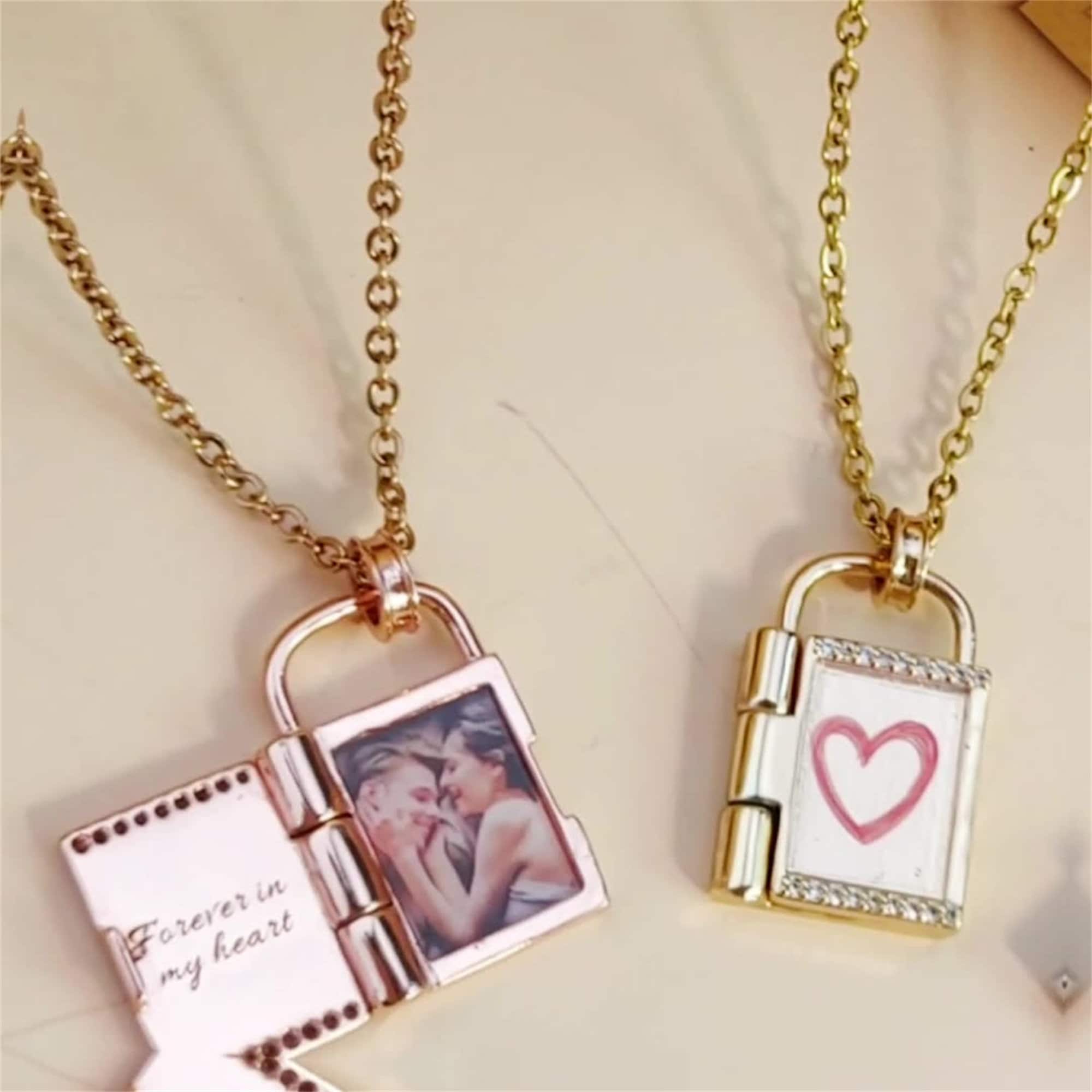 Custom Lock Photo Locket Necklace
