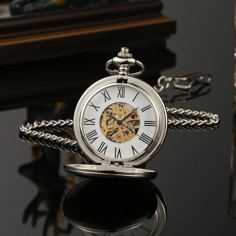 Bespoke Engraved Double Open Mechanical Pocket Watch