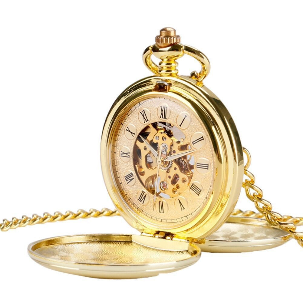 Bespoke Engraved Double Open Mechanical Pocket Watch