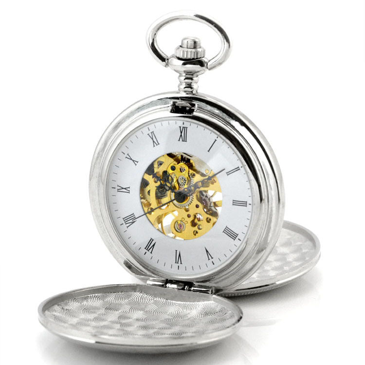 Bespoke Engraved Double Open Mechanical Pocket Watch