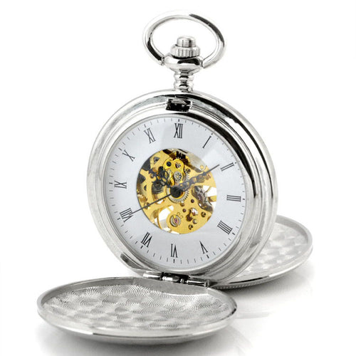 Bespoke Engraved Double Open Mechanical Pocket Watch