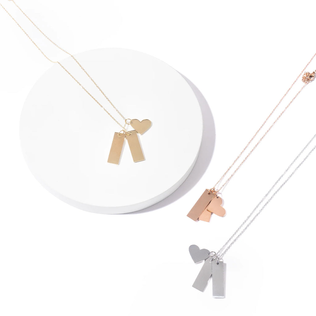 Stainless Steel Heart & Bar Necklace