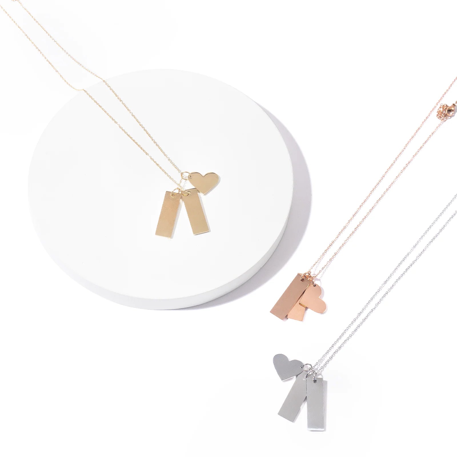 Stainless Steel Heart & Bar Necklace