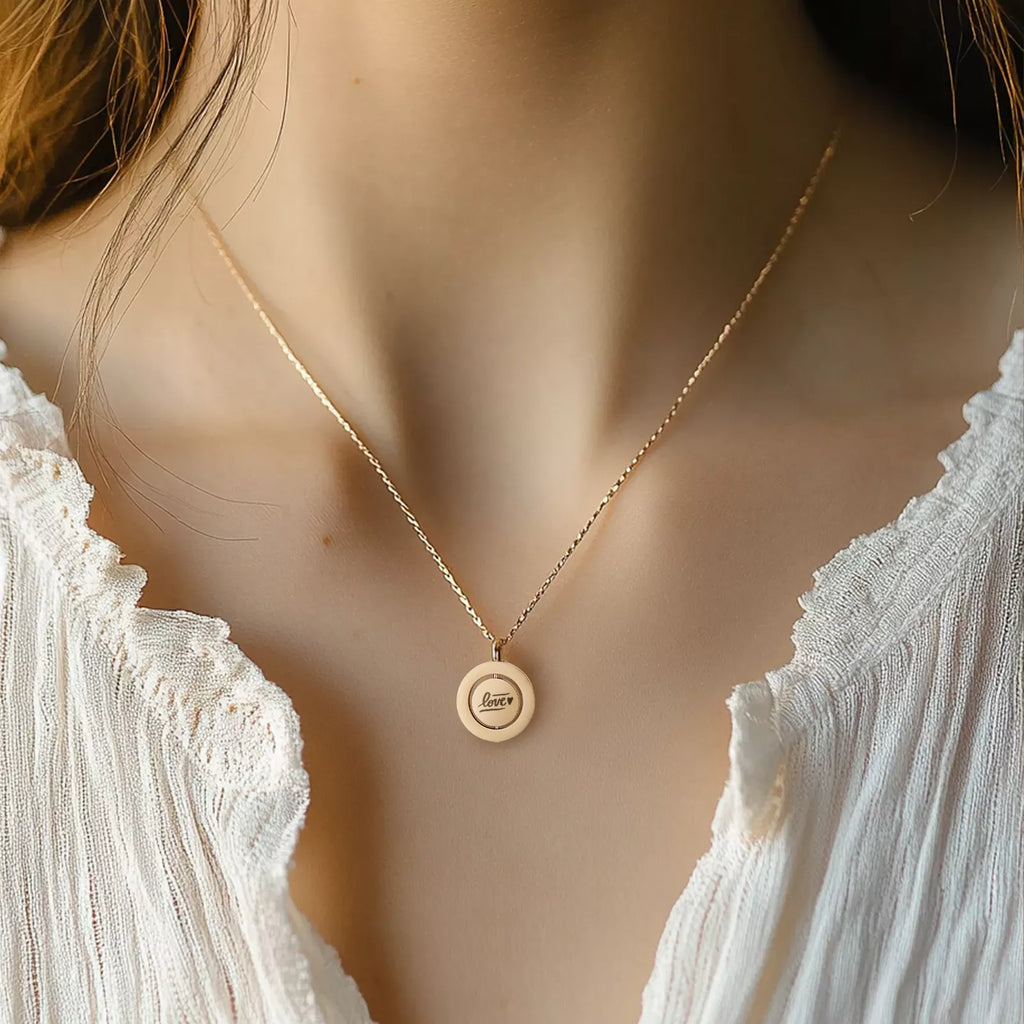 Gold Stainless Steel Spinner Necklace