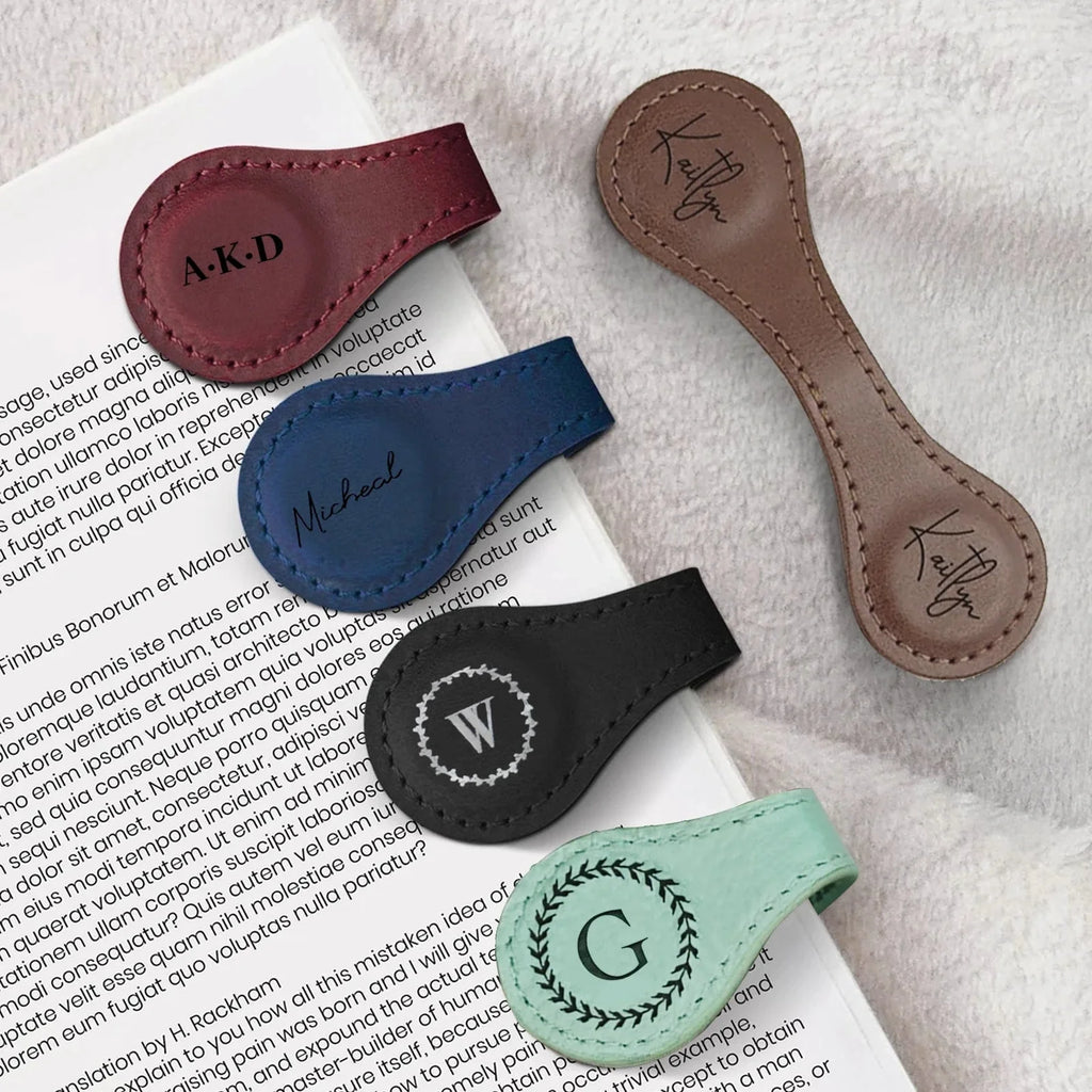 Faux Leather Magnetic Bookmark