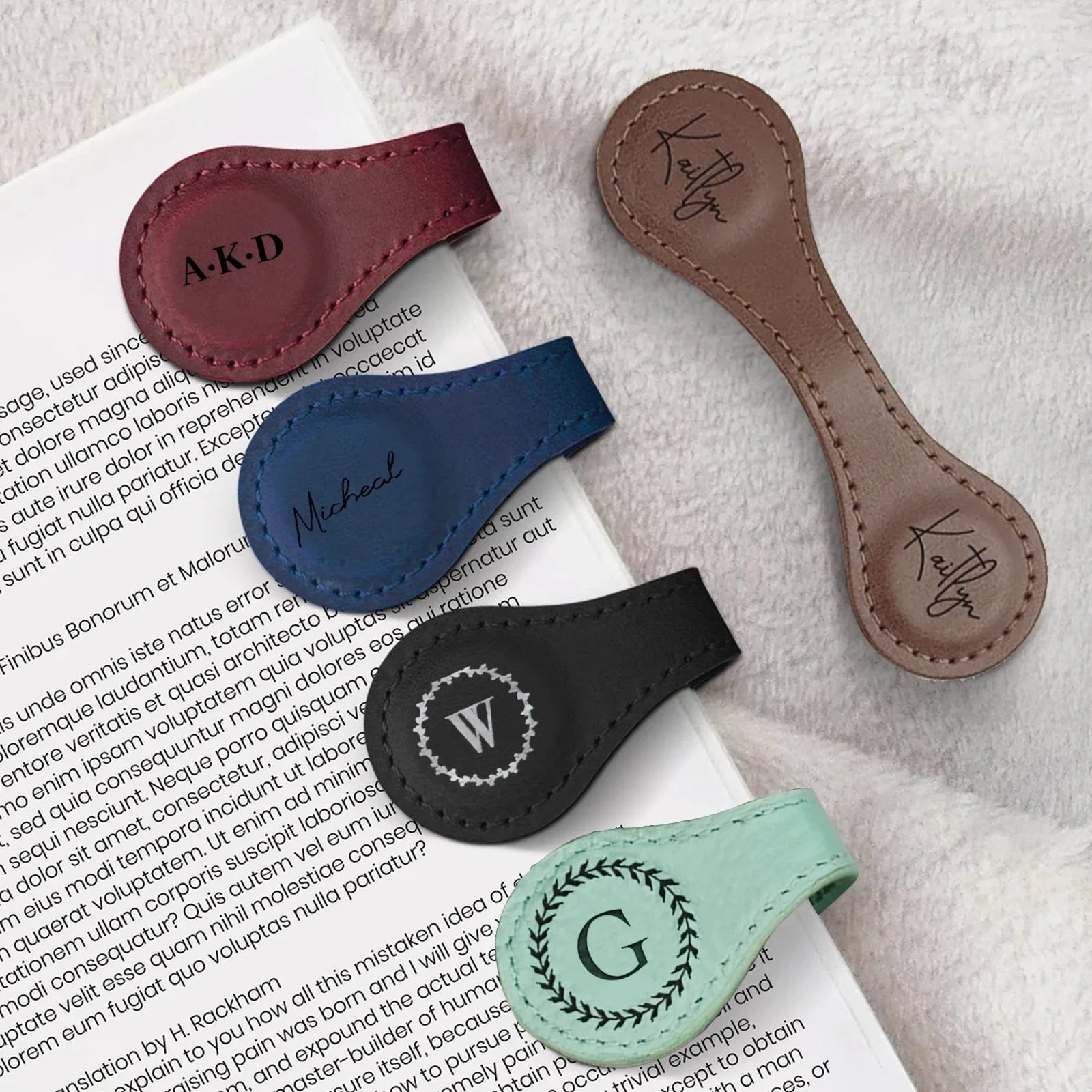 Faux Leather Magnetic Bookmark