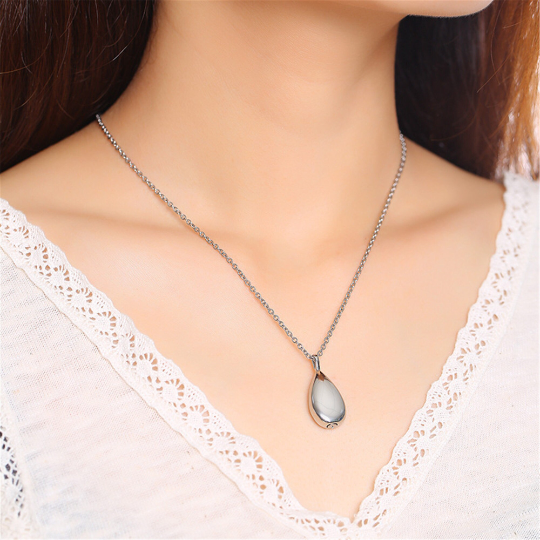 Human Ashes Teardrop Urn Pendant Necklace