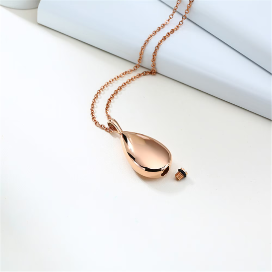 Human Ashes Teardrop Urn Pendant Necklace