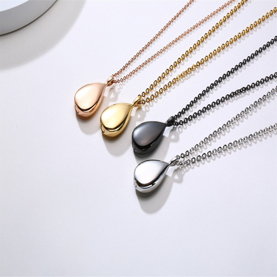 Human Ashes Teardrop Urn Pendant Necklace