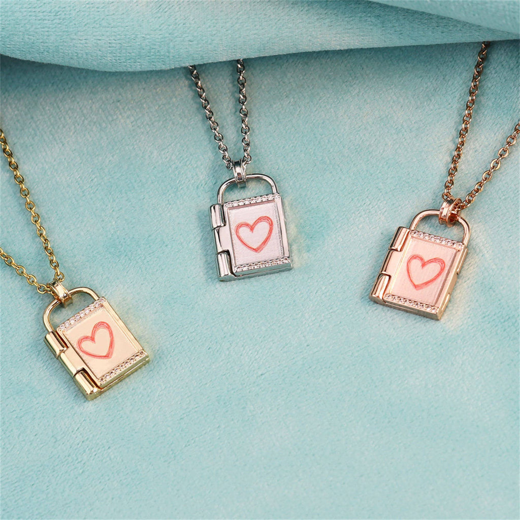Custom Lock Photo Locket Necklace