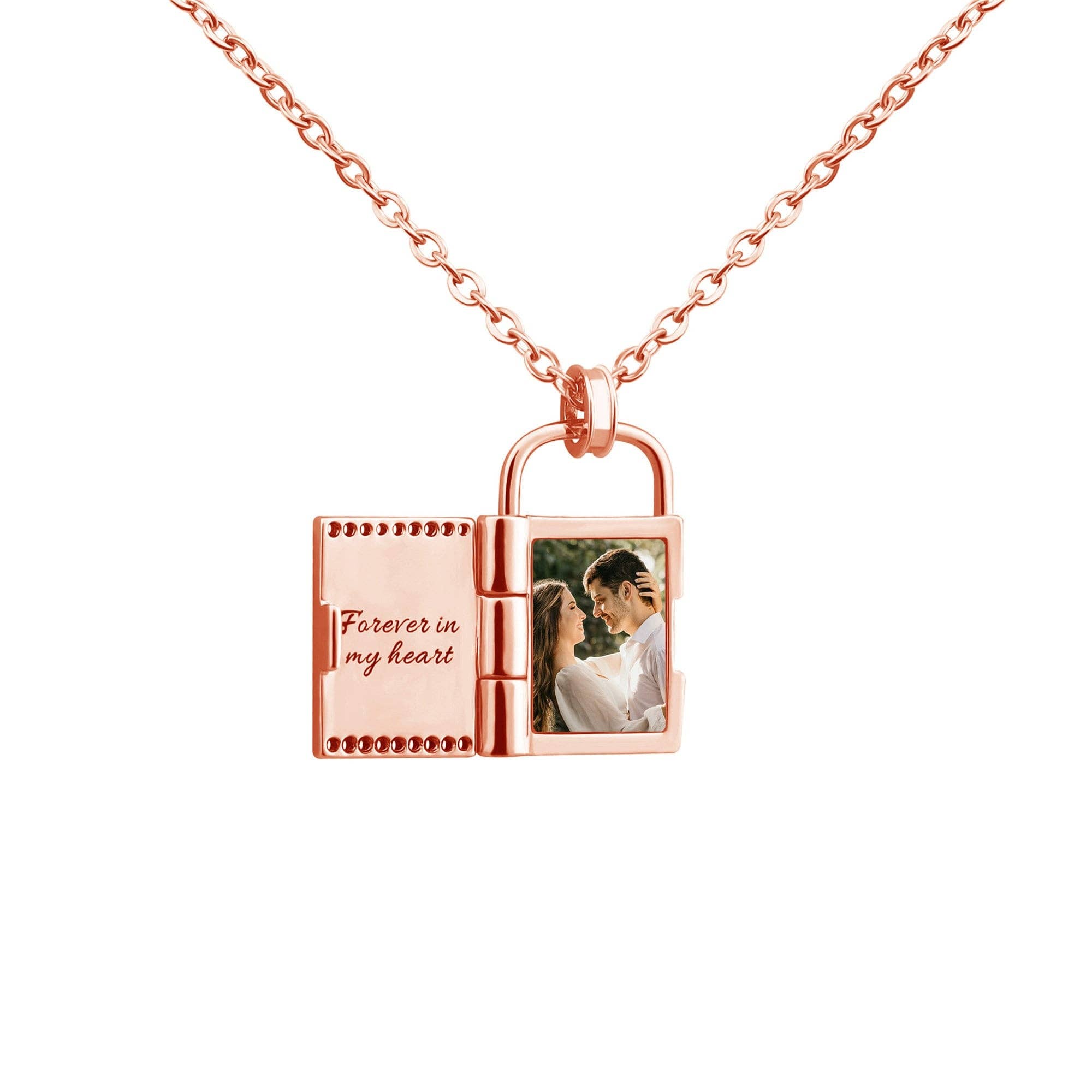 Custom Lock Photo Locket Necklace