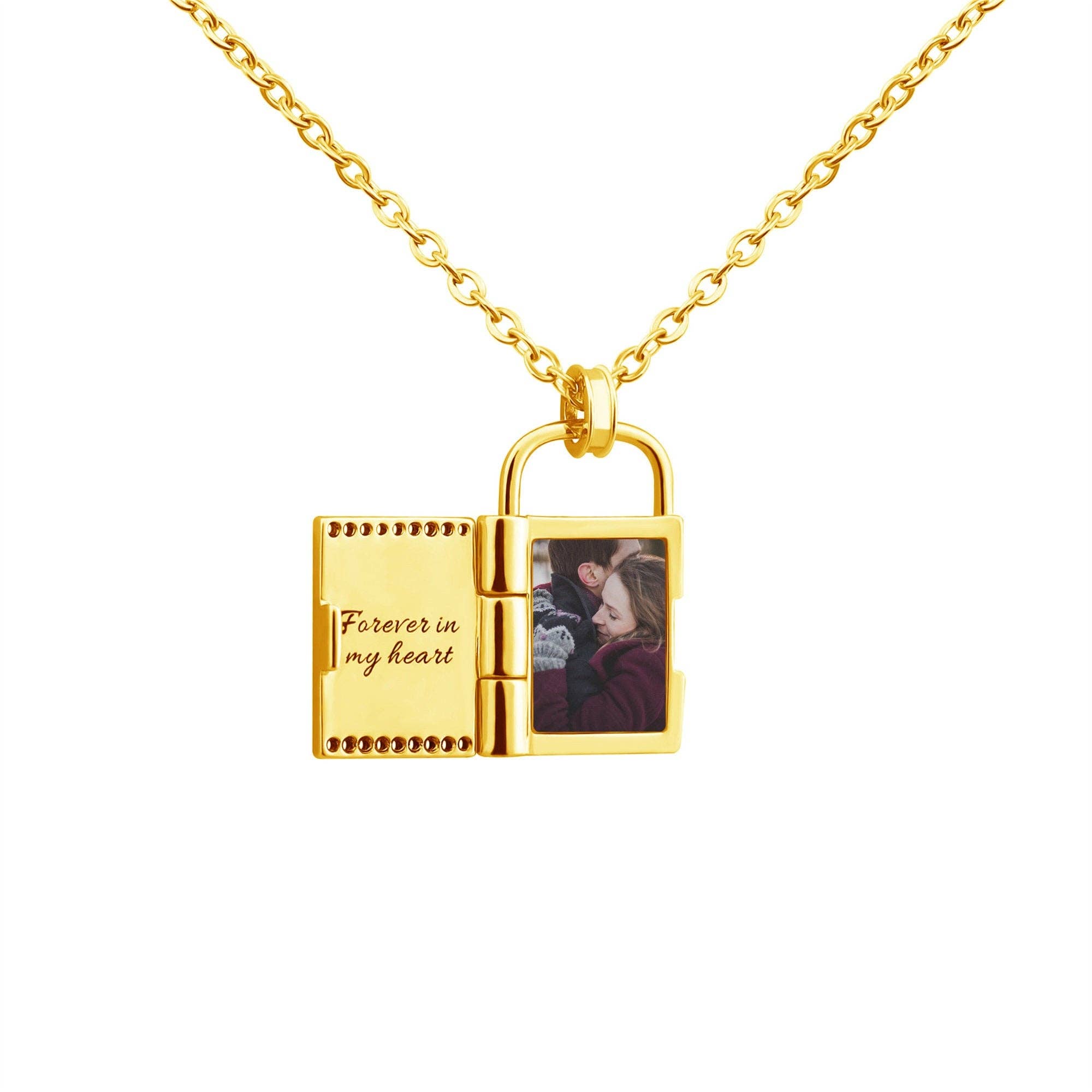 Custom Lock Photo Locket Necklace