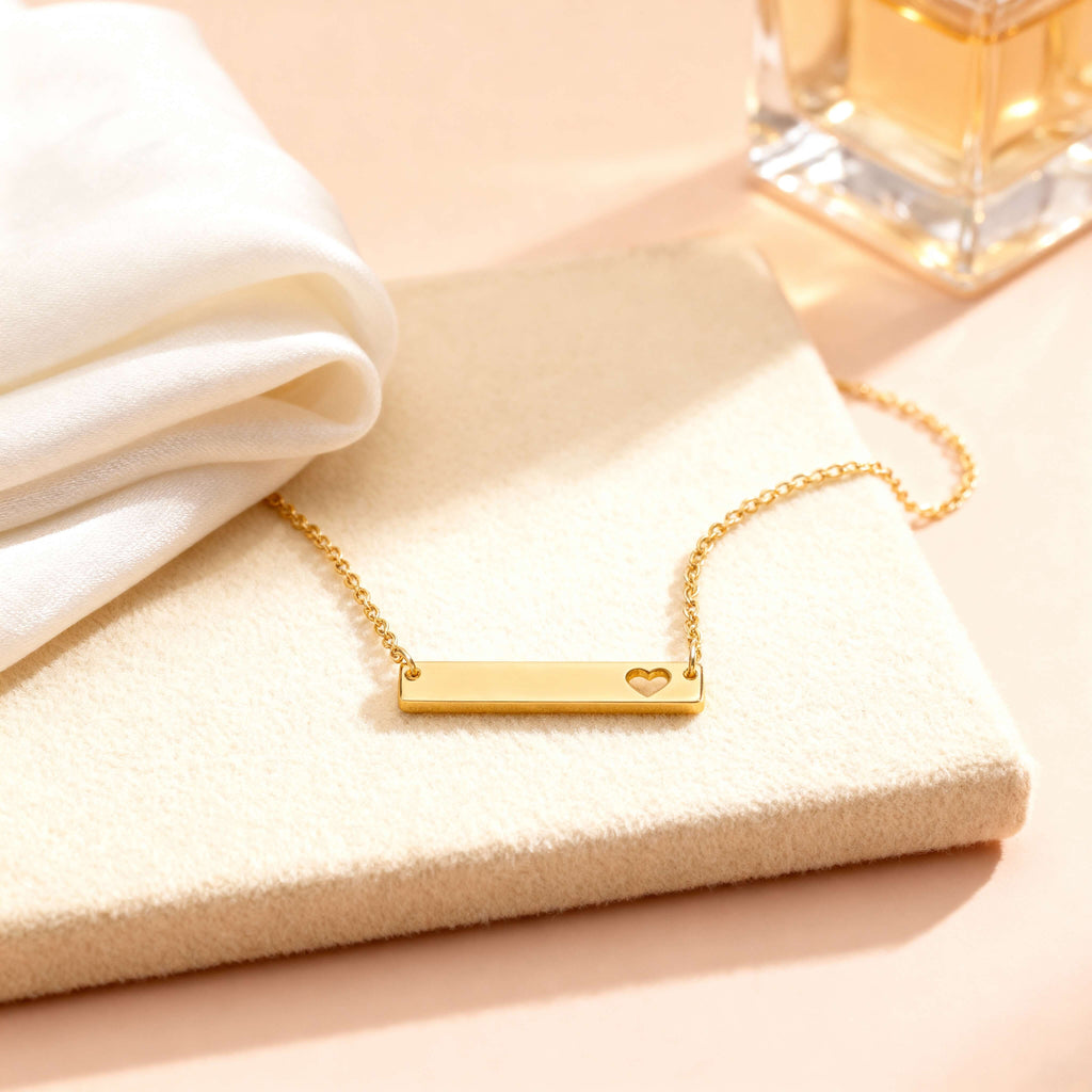 Heart Cutout Bar Necklace