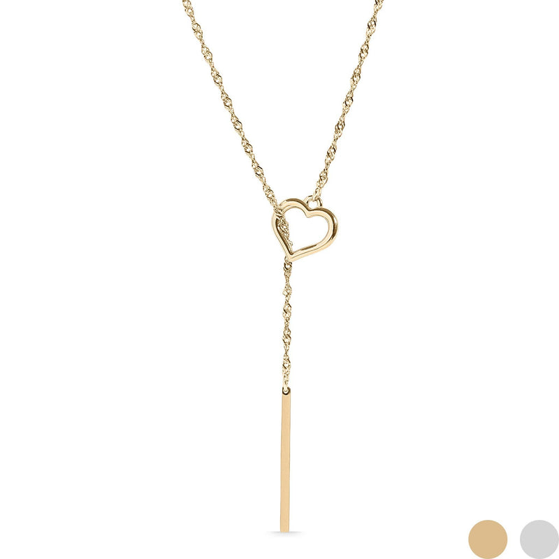 Y-Neck Necklace - Heart Pendant
