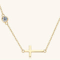 Moissanite Horizontal Cross Necklace in 925 Sterling Silver