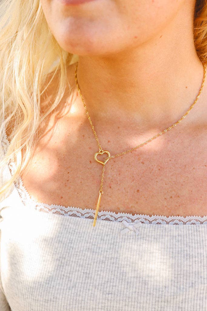 Y-Neck Necklace - Heart Pendant