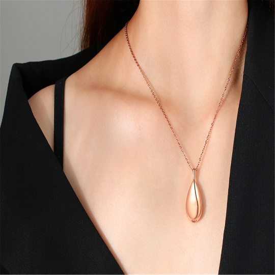 Human Ashes Teardrop Urn Pendant Necklace