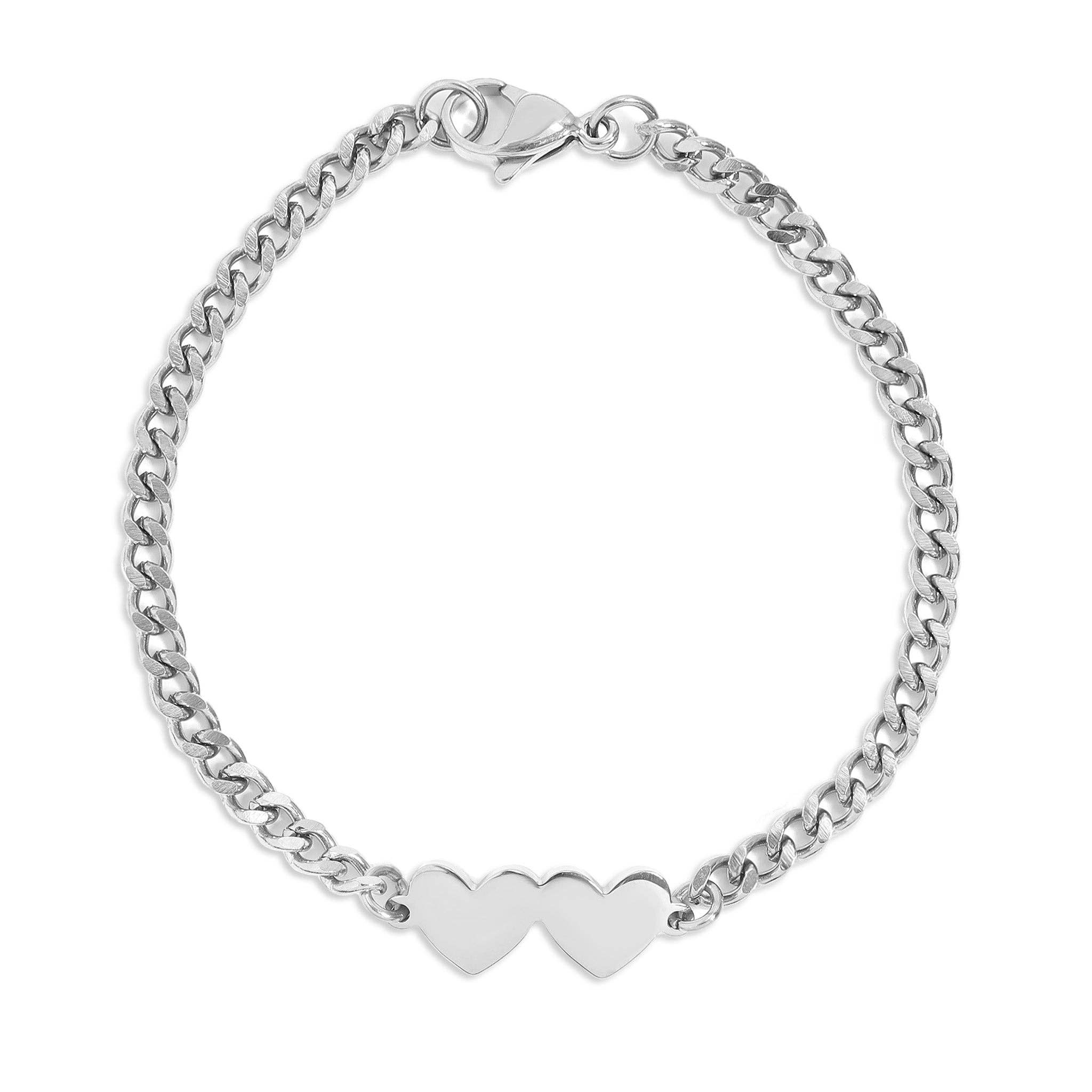 2 or 3 Heart Link Bracelet | Engravable
